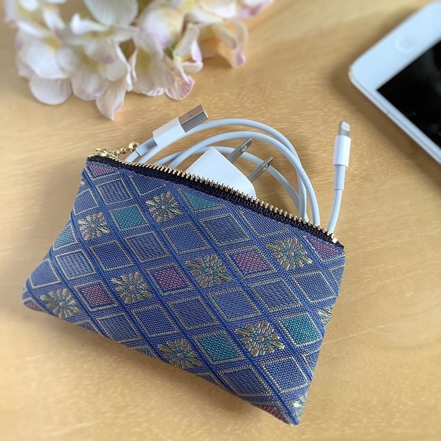 【秋の気配】畳縁 花菱 ぺたんこ 小銭入れ ミニポーチ カードケース ニュアンスカラー