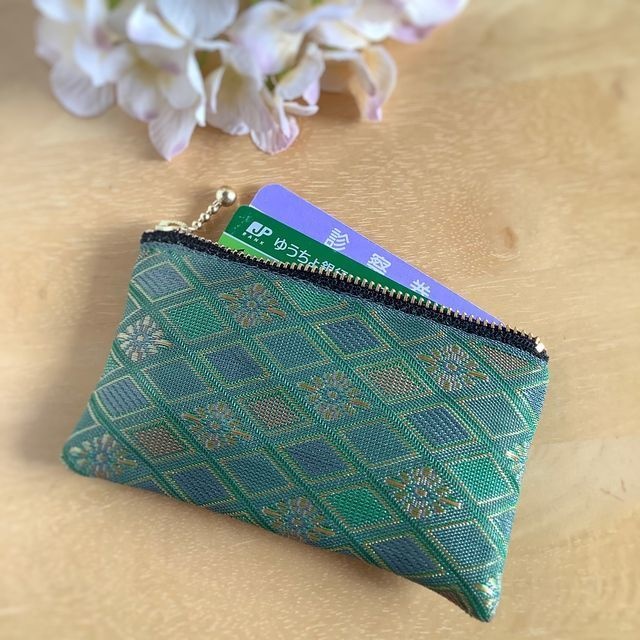 【朝霞の森】畳縁 花菱 ぺたんこ カードケース ミニポーチ 小銭入れ ニュアンスカラー
