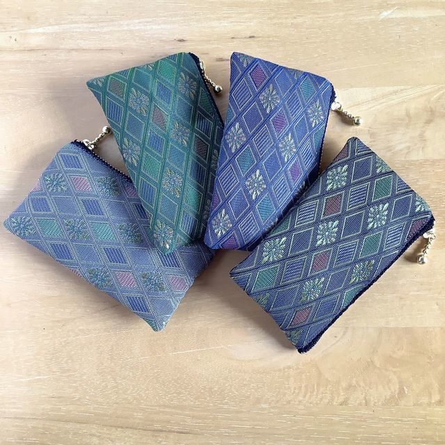 【朝霞の森】畳縁 花菱 ぺたんこ カードケース ミニポーチ 小銭入れ ニュアンスカラー