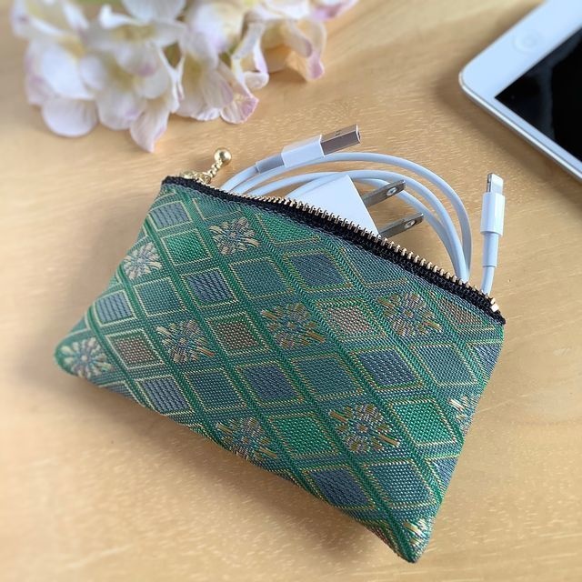 【朝霞の森】畳縁 花菱 ぺたんこ カードケース ミニポーチ 小銭入れ ニュアンスカラー