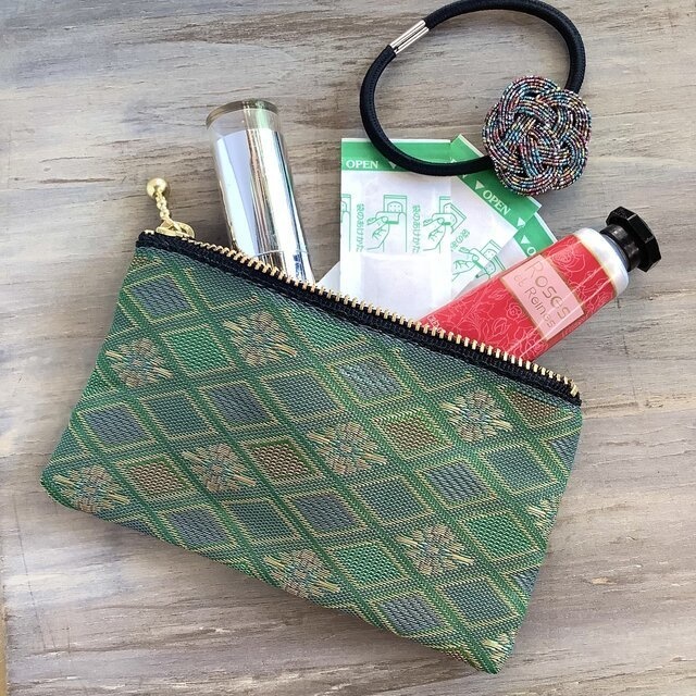 【朝霞の森】畳縁 花菱 ぺたんこ カードケース ミニポーチ 小銭入れ ニュアンスカラー