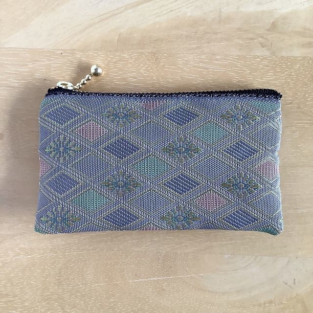 【冬の朝】畳縁 花菱 ぺたんこ ミニポーチ 小銭入れ カードケース ニュアンスカラー