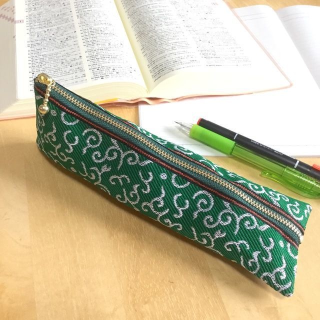 【唐草文様】畳縁 ぺたんこ ミニポーチ 小銭入れ カードケース からくさ 緑