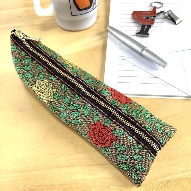 【薔薇柄】畳縁 ぺたんこ 小銭入れ ミニポーチ 小銭入れ カードケース レトロ