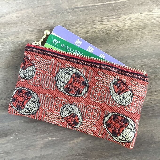 【ダルマ】畳縁 ぺたんこ カードケース ミニポーチ 小銭入れ 達磨 だるま 赤