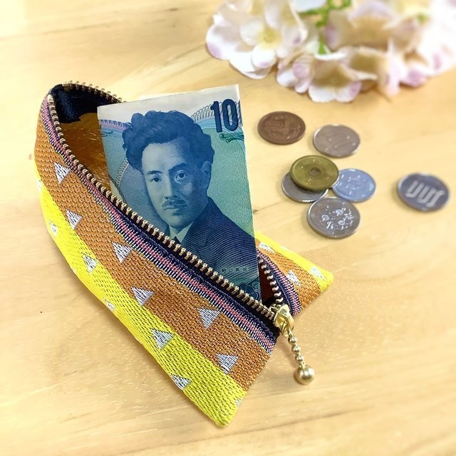 鬼滅の刃 善逸イメージカラー2 畳縁 ミニポーチ 小銭入れ 鱗模様 黄色