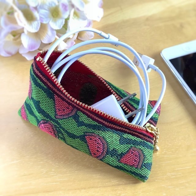 【スイカ】畳縁 テトラ型 小銭入れ ミニポーチ すいか 夏