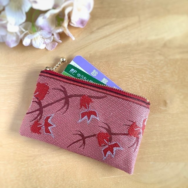 【金魚】畳縁 ぺたんこ カードケース ミニポーチ 小銭入れ 赤 シノワズリ 和風