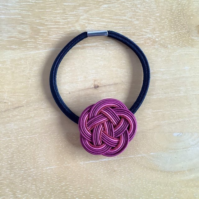 水引製『蘇芳』 お花のヘアゴム 赤紫 和風 ベリー