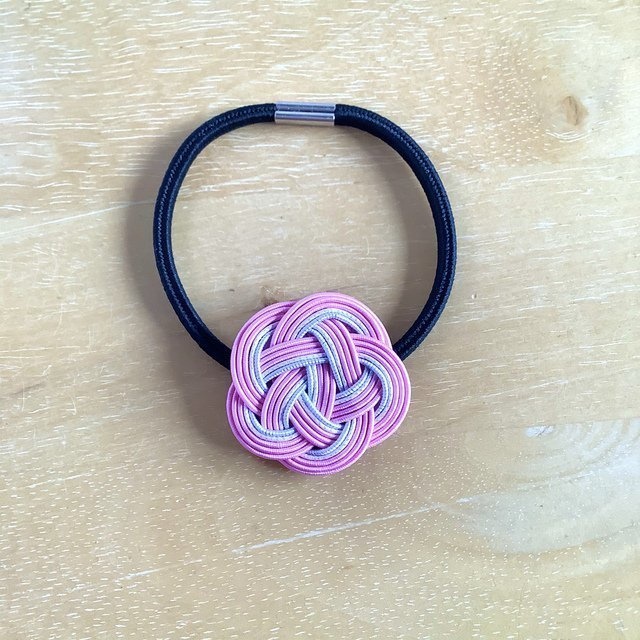 水引製『いちごミルク』お花のヘアゴム ピンク パステルカラー