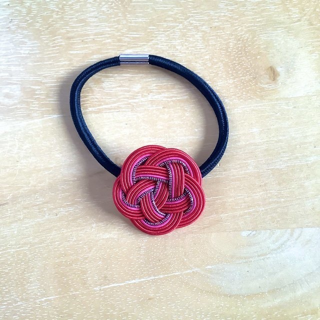 水引製 『ルージュ』 お花のヘアゴム バラ色 紅薔薇