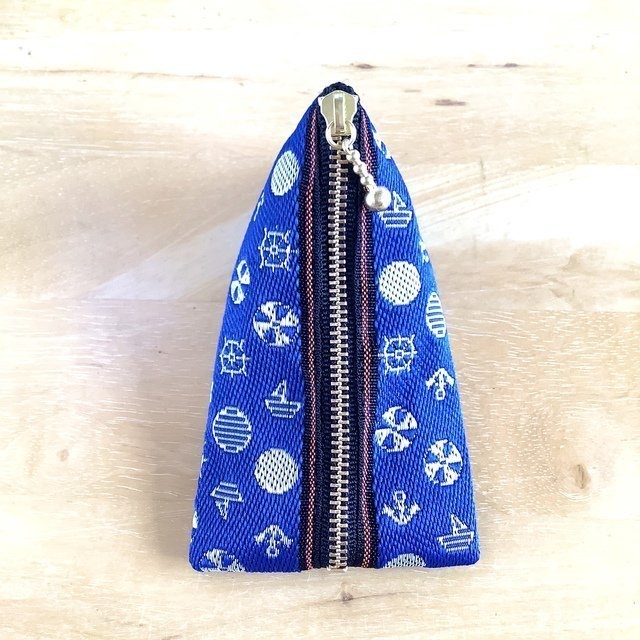 畳縁【マリン】テトラ型 ミニポーチ 青 小銭入れ 海 ブルー