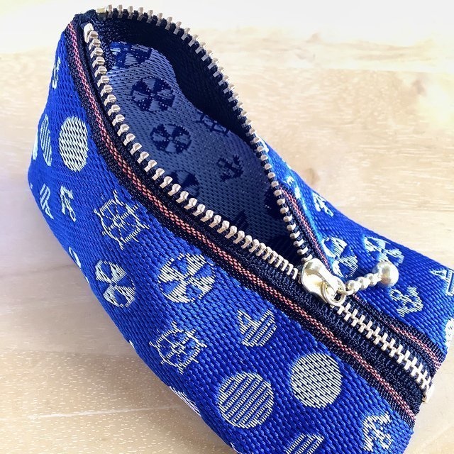 畳縁【マリン】テトラ型 ミニポーチ 青 小銭入れ 海 ブルー