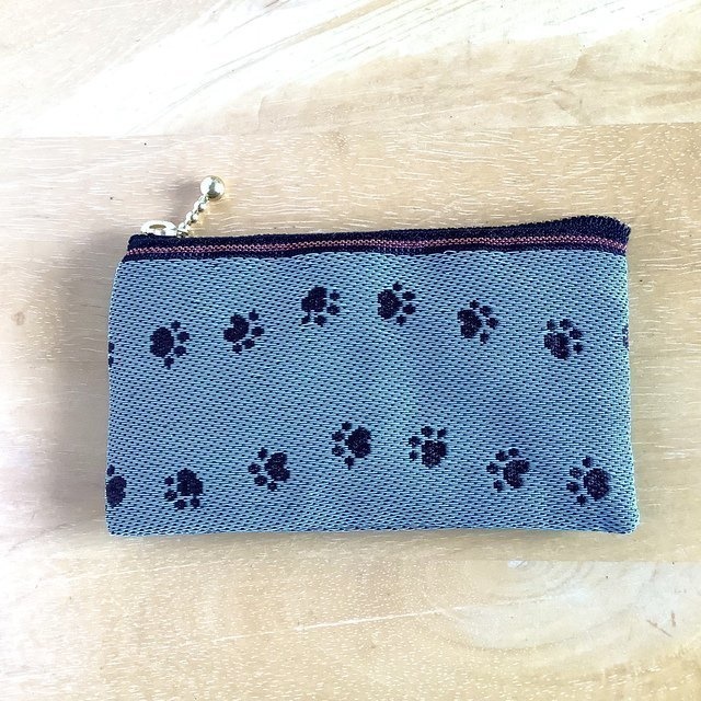 【足あと】畳縁 ぺたんこ ミニポーチ カードケース 小銭入れ ミントチョコ 犬 猫