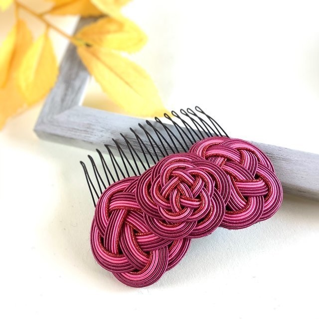 水引 ヘアコーム 【蘇芳】 髪飾り 赤紫 和風 ベリー