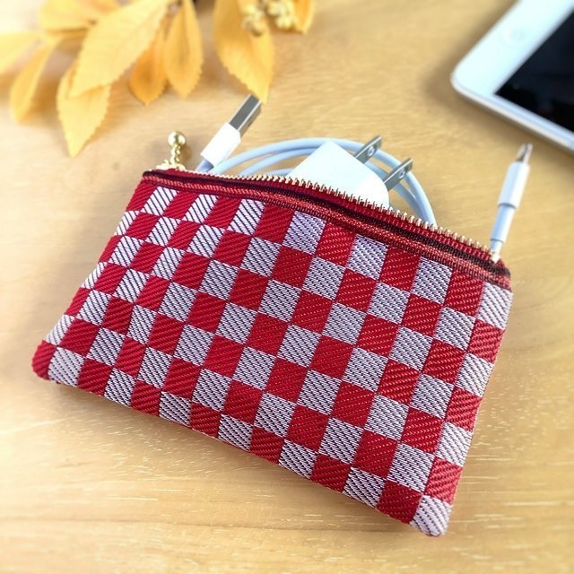 鬼滅の刃 禰󠄀豆子イメージカラー② 畳縁 ミニポーチ 市松模様