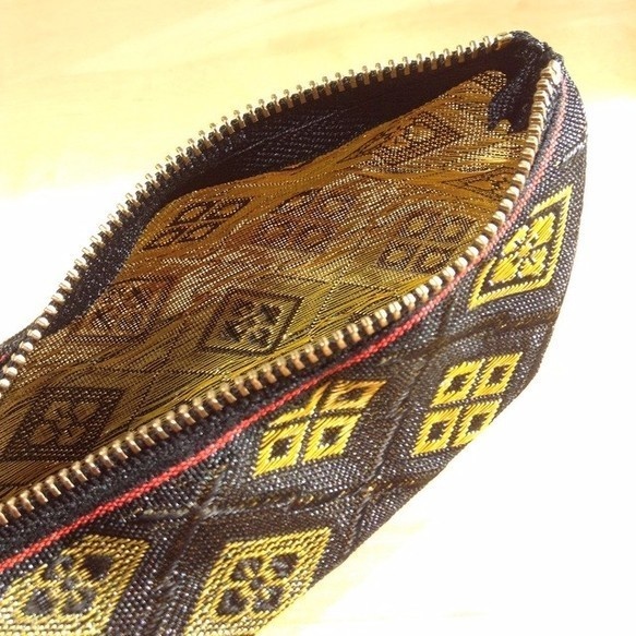 【花菱】畳縁 テトラ型 ペンケース 黒 菱形 和風 吉祥文様