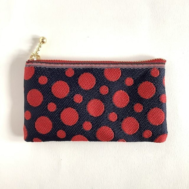 【草間弥生風?】畳縁 ぺたんこ ミニポーチ カードケース 小銭入れ 水玉 ドット
