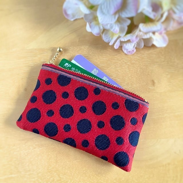 【草間弥生風?】② 畳縁 ぺたんこ 小銭入れ ミニポーチ カードケース 水玉 ドット