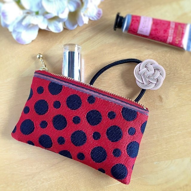 【草間弥生風?】② 畳縁 ぺたんこ 小銭入れ ミニポーチ カードケース 水玉 ドット