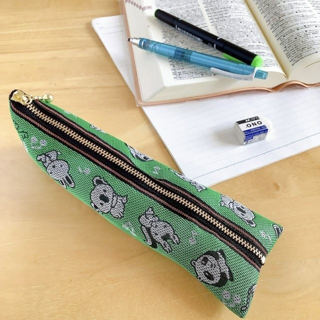 【アニマル柄】畳縁 テトラ型 ペンケース 青