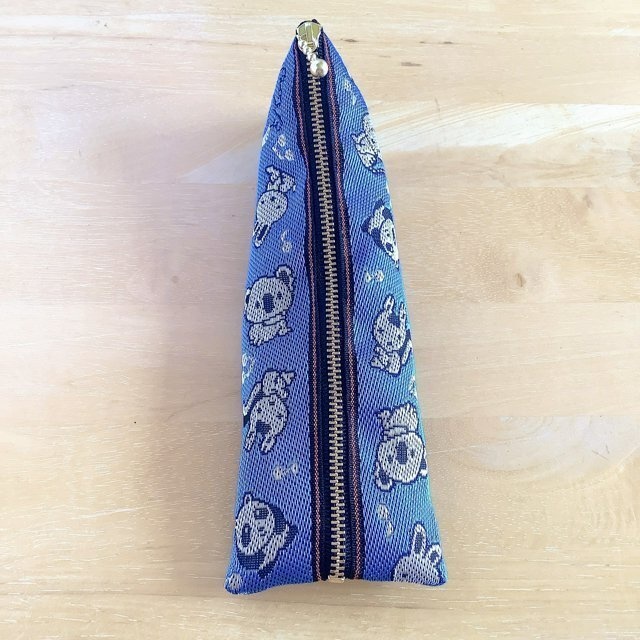 【アニマル柄】畳縁 テトラ型 ペンケース 青