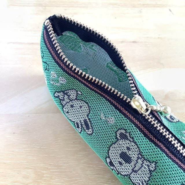 【アニマル柄】畳縁 テトラ型 ペンケース 緑