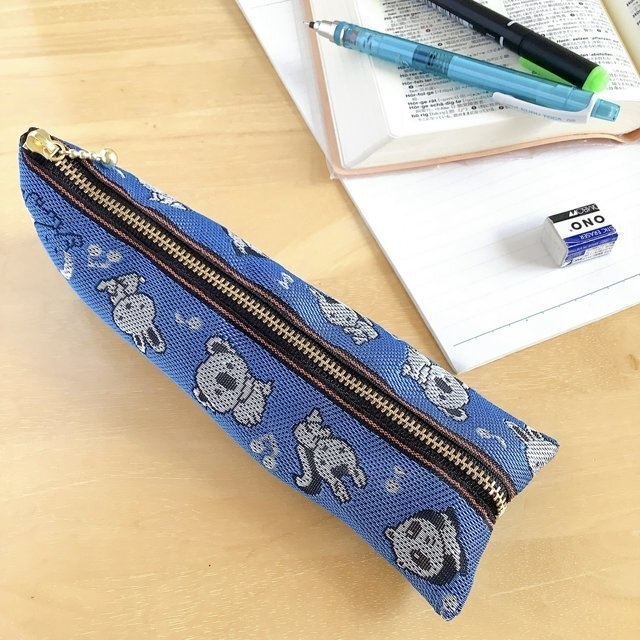 【アニマル柄】畳のヘリ テトラ型 ペンケース 赤 おうち時間