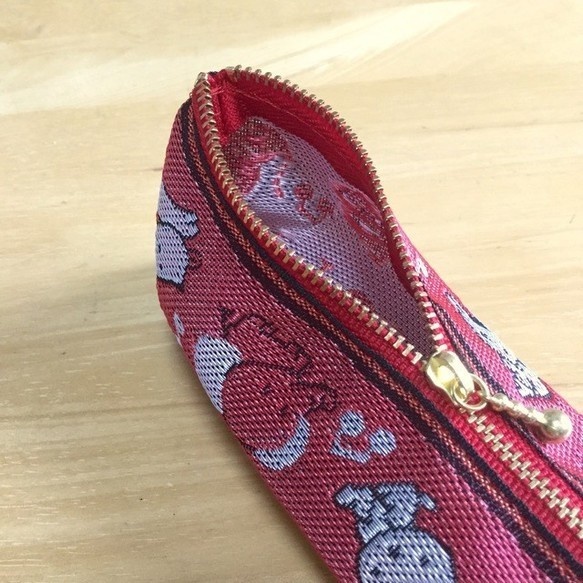 【アニマル柄】畳のヘリ テトラ型 ペンケース 赤 おうち時間