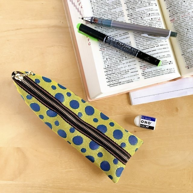 【レモンソーダ②】 畳縁 ぺたんこ ミニポーチ カードケース 小銭入れ 水玉 ドット