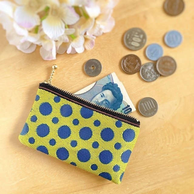 【レモンソーダ②】 畳縁 ぺたんこ ミニポーチ カードケース 小銭入れ 水玉 ドット