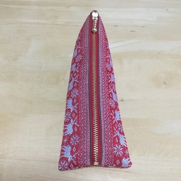 【ノルディック】畳縁 テトラ型 ペンケース 赤 トナカイ 北欧