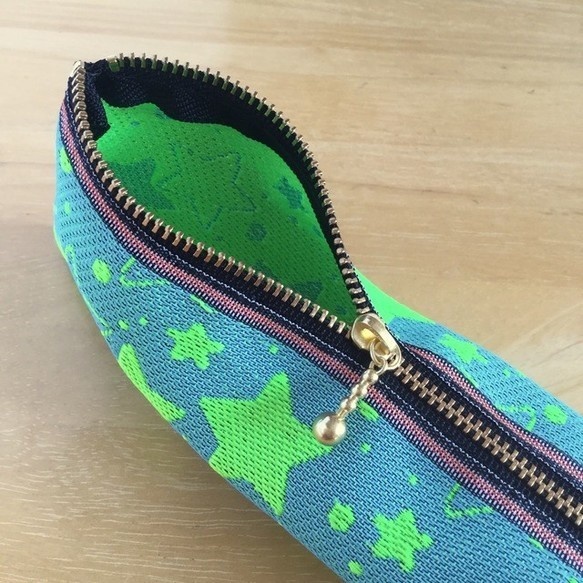 【きらきら星】畳縁 テトラ型 ペンケース ブルーグレー 星 スター