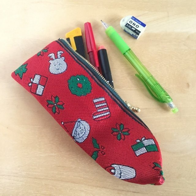 【クリスマス】畳縁 テトラ型 ペンケース サンタ トナカイ