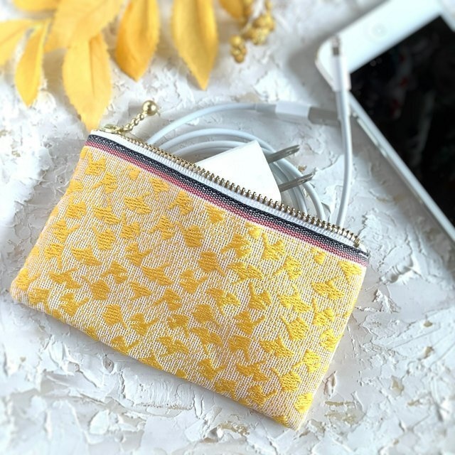 【銀杏】畳縁 ぺたんこ ミニポーチ パステルカラー カードケース 小銭入れ イチョウ