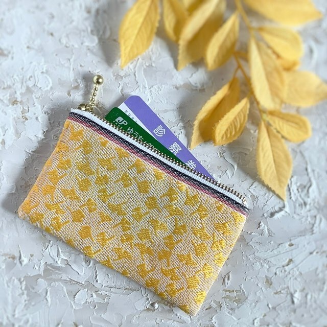 【銀杏】畳縁 ぺたんこ ミニポーチ パステルカラー カードケース 小銭入れ イチョウ
