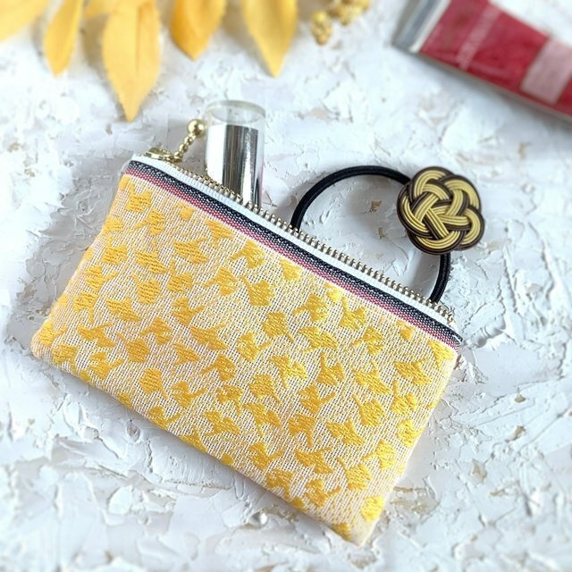 【銀杏】畳縁 ぺたんこ ミニポーチ パステルカラー カードケース 小銭入れ イチョウ