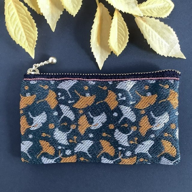 【銀杏】畳縁 ぺたんこ ミニポーチ シックカラー カードケース 小銭入れ イチョウ