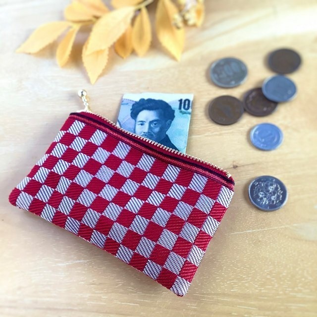 鬼滅の刃 禰󠄀豆子イメージカラー 畳縁 ポーチ サニタリーケース 市松 麻の葉