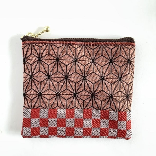 鬼滅の刃 禰󠄀豆子イメージカラー 畳縁 ポーチ サニタリーケース 市松 麻の葉