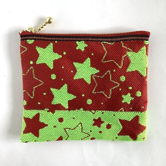 【きらきら星】畳縁 ポーチ サニタリーケース 赤 ネオンカラー