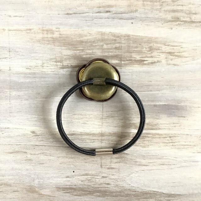 水引製 【チョコマロン】 お花 ヘアゴム こげ茶 からし色 秋