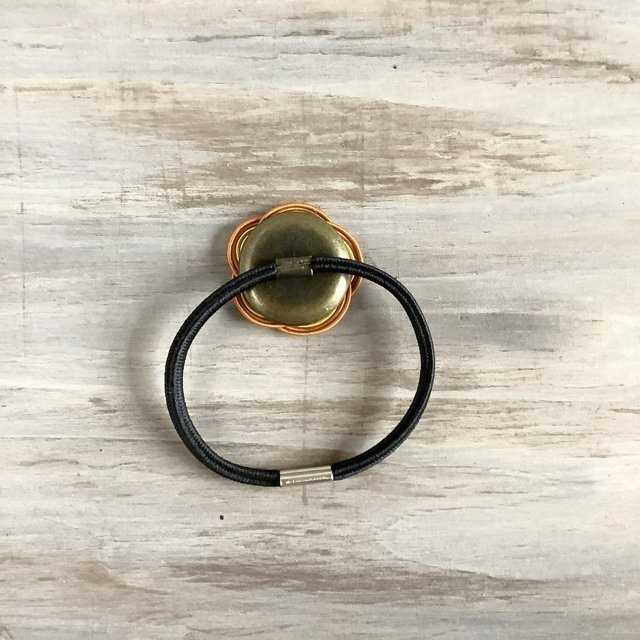 水引製 【黄落】 お花 ヘアゴム マスタード からし色 秋