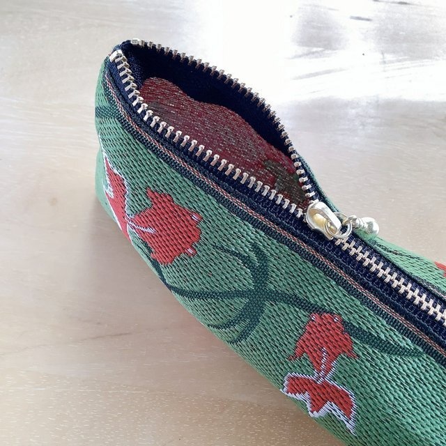 【金魚】畳縁 テトラ型 ペンケース 緑 和風 シノワズリ