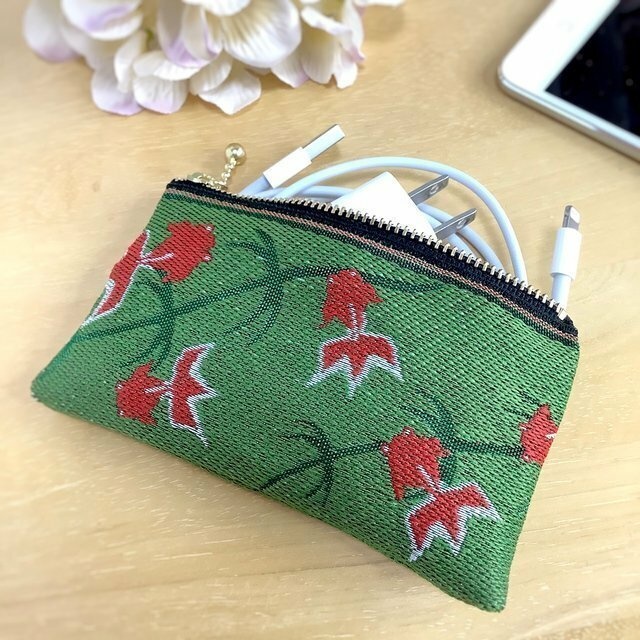 【金魚】畳縁 テトラ型 ペンケース 緑 和風 シノワズリ