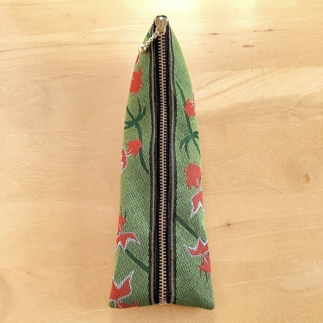 【金魚】畳縁 テトラ型 ペンケース 緑 和風 シノワズリ