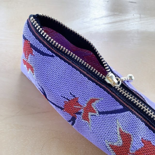 【金魚】畳縁 テトラ型 ペンケース 紫 和風 シノワズリ