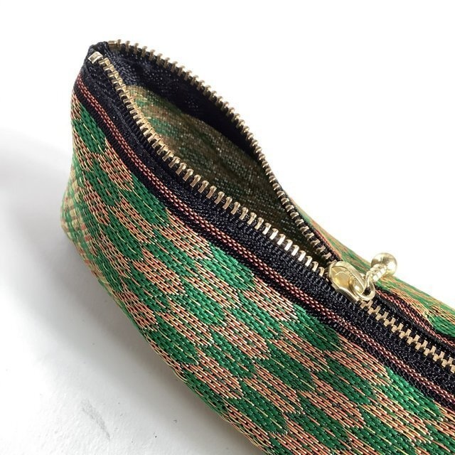 【矢羽】畳縁 テトラ型 ペンケース 金 オレンジ 緑