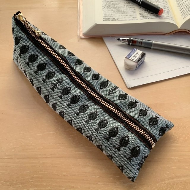 【お魚】畳縁 テトラ型 ペンケース グリーン さかな