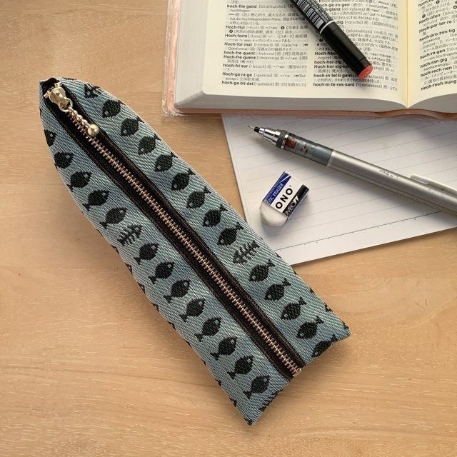 【お魚】畳縁 ぺたんこ ミニポーチ カードケース 小銭入れ さかな 緑